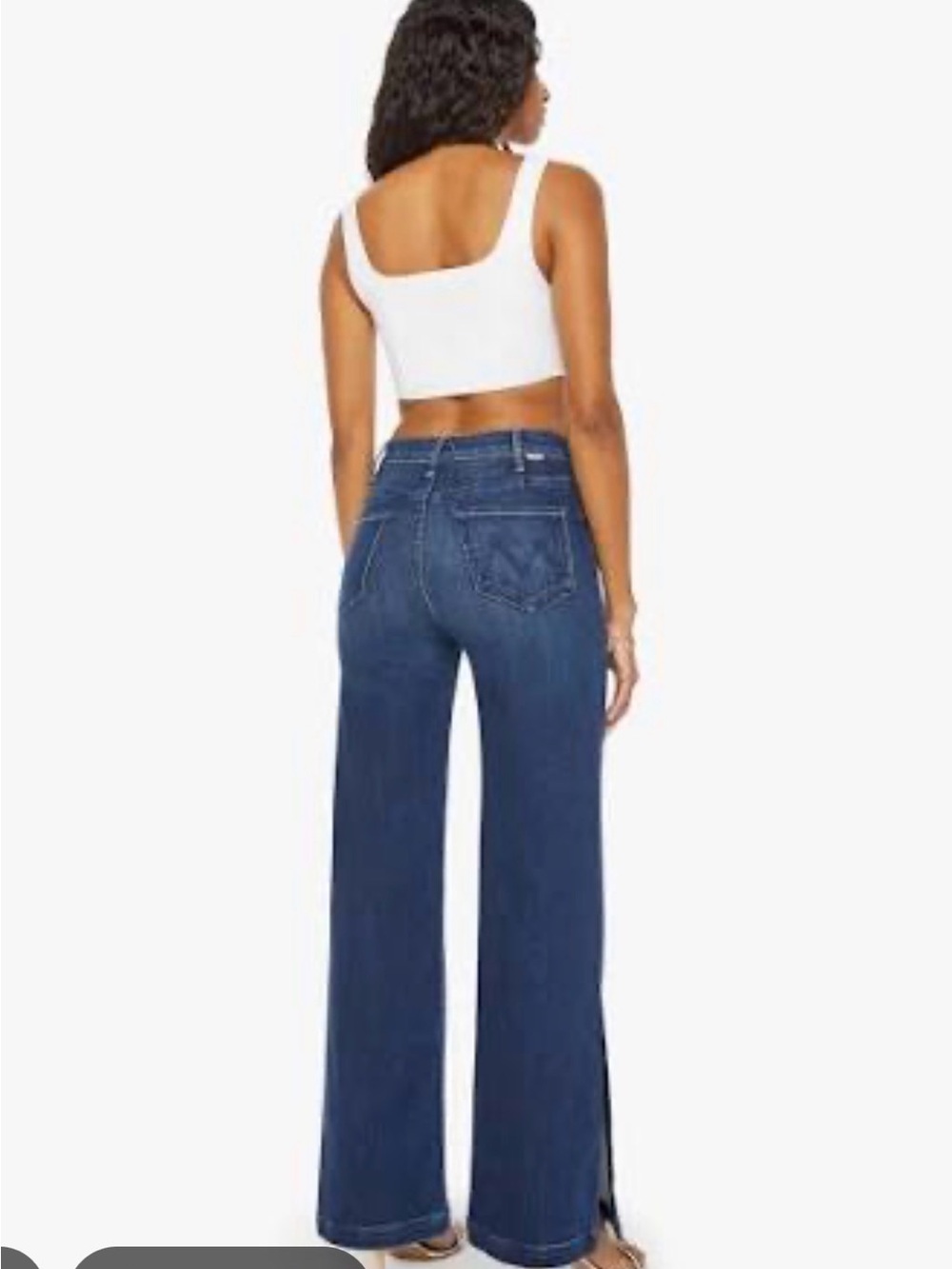 MOTHER Dark Blue High-Rise “The Hustler Sidewinder” Jeans with Side Slit - Picture 2 of 5